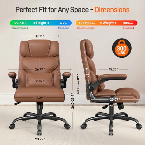 Image of Office Chair, Executive Mid-Back Computer Desk Chair with Flip-up Armrests