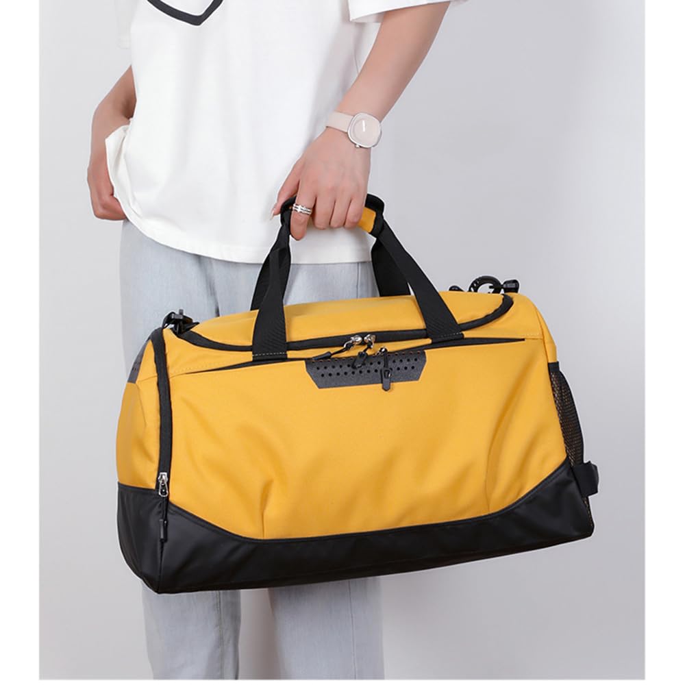 Sac de Sport Personnalisé avec Photo pour Homme Femme, Jaune | avec Compartiment Chaussures Espace Humide, pour Les Voyage, l'entraînement, le fitness, duffle bag, 51 x 28 x 24 cm