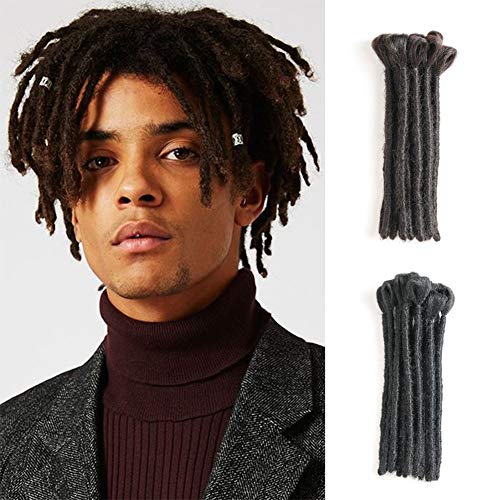 Dreads Handmade Synthetic Dreads M2 Black Dreadlocks Extensions 8 inch (20cm) Fashion Hip-Hop Style 15 Strands/Pack Synthetic Braiding Hair From Maya Culture For Men (Natural Black)