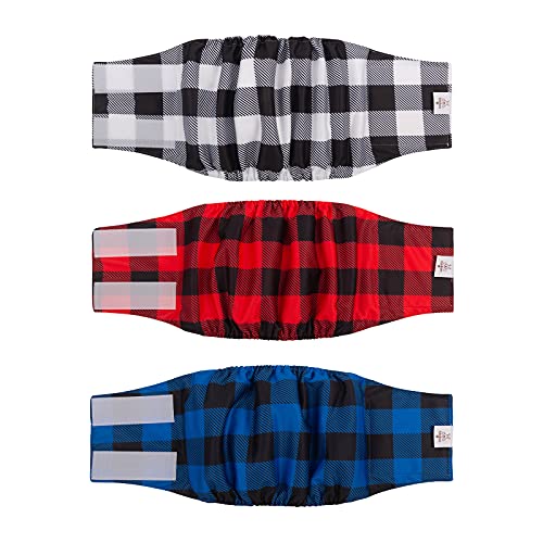 Image of CuteBone Dog Diapers Male Washable Belly Band for Male Dogs Wraps 3pcs a Pack DM27M