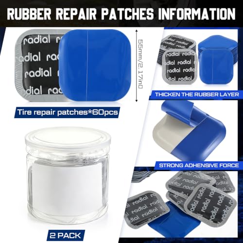 Image of Tallew 60 Pcs Heavy Duty Rubber Tire Repair Patches,2.17 x 2.17 Inch