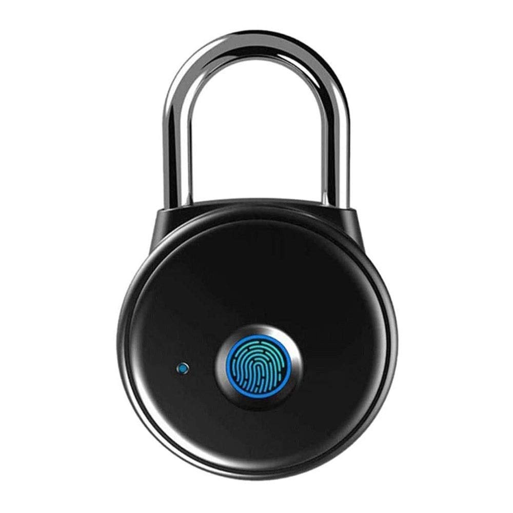 Candado inteligente con huella dactilar, Candado de Huella Digital Negro 5.7x9.2x1.7cm Bluetooth App Carga USB 10 Huella Digital