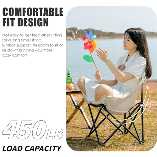Silla Plegable para Camping Ultraligera Herb Life, Capacidad 450 Libras, Color Off-white, Marco de Acero Inoxidable, Ideal para Adultos al Aire Libre miniatura 6