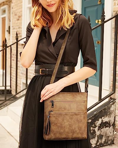 Image of MASINTOR Crossbody Purses for Women, Multi Pocket Casual Crossbody Bag, Adjustable Strap Shoulder Bag with Tassel