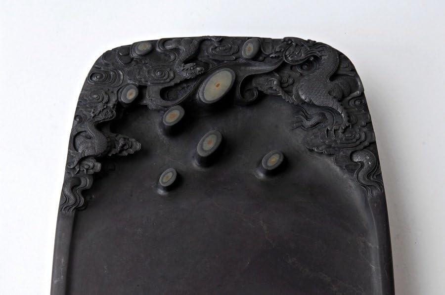 古硯　彫刻 Amazon.co.jp: 古硯端渓雲龍文彫石眼27cm×17.5cm、厚み3.9cm重さ4.02kg