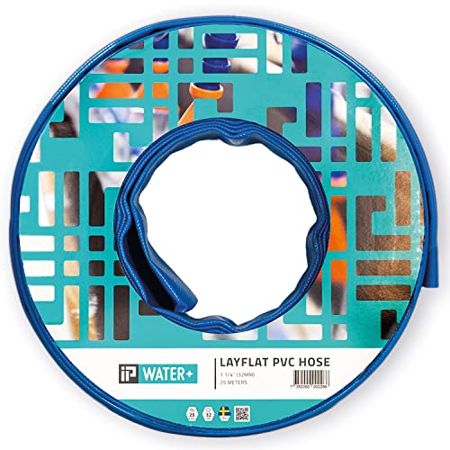 IP Water+ Tuyau Plat de Pompe Bassin en PVC 32mm(1 1/4') x 25 m