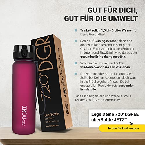 Image of 720DGREE Water Bottle 1.5 Liter inchuberBottle inch +Fruit-Sieve, SoftTouch - Water Bottle BPA-Free, Leak-proof, Reusable - Large XL Drinking Bottle, Sports Bottle for Gym, Fitness-Studio, Camping, Outdoor,