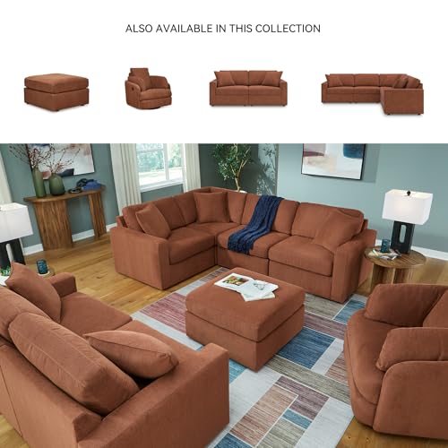 Image of Signature Design by Ashley Modmax Contemporary Swivel Glider Recliner, Manual Reclining Chair for Living Room or Nursery, Next-Gen Nuvella Stain-Resistant Fabric, Hidden Storage, 42 inch W, Orange