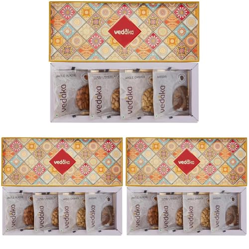 Image of Amazon Brand - Vedaka Premium Dry Fruits Combo 400G | 100G Each - Almonds, Raisins, Cashews & Pista | Kaju, Kishmish, Pista & Badam Gift Pack | Great For Snacking And Gifting | Healthy Snacks