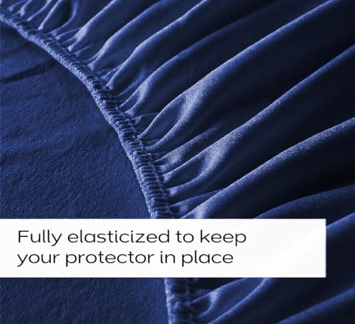 Image of VAS COLLECTIONS Cotton Feel Ultra Soft Mattress Protector King Size (78 x 72 Inches, Grey) | Breathable Hypoallergenic Fitted Mattress Cover | Elastic Bed Protector | Stain Resistant, Navy Blue