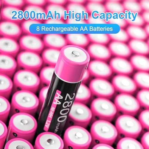 BOANV 8PCS 2800mAh Rechargeable AA Batteries with LED Lights Charger | Amazon Prime members only for - image 6
