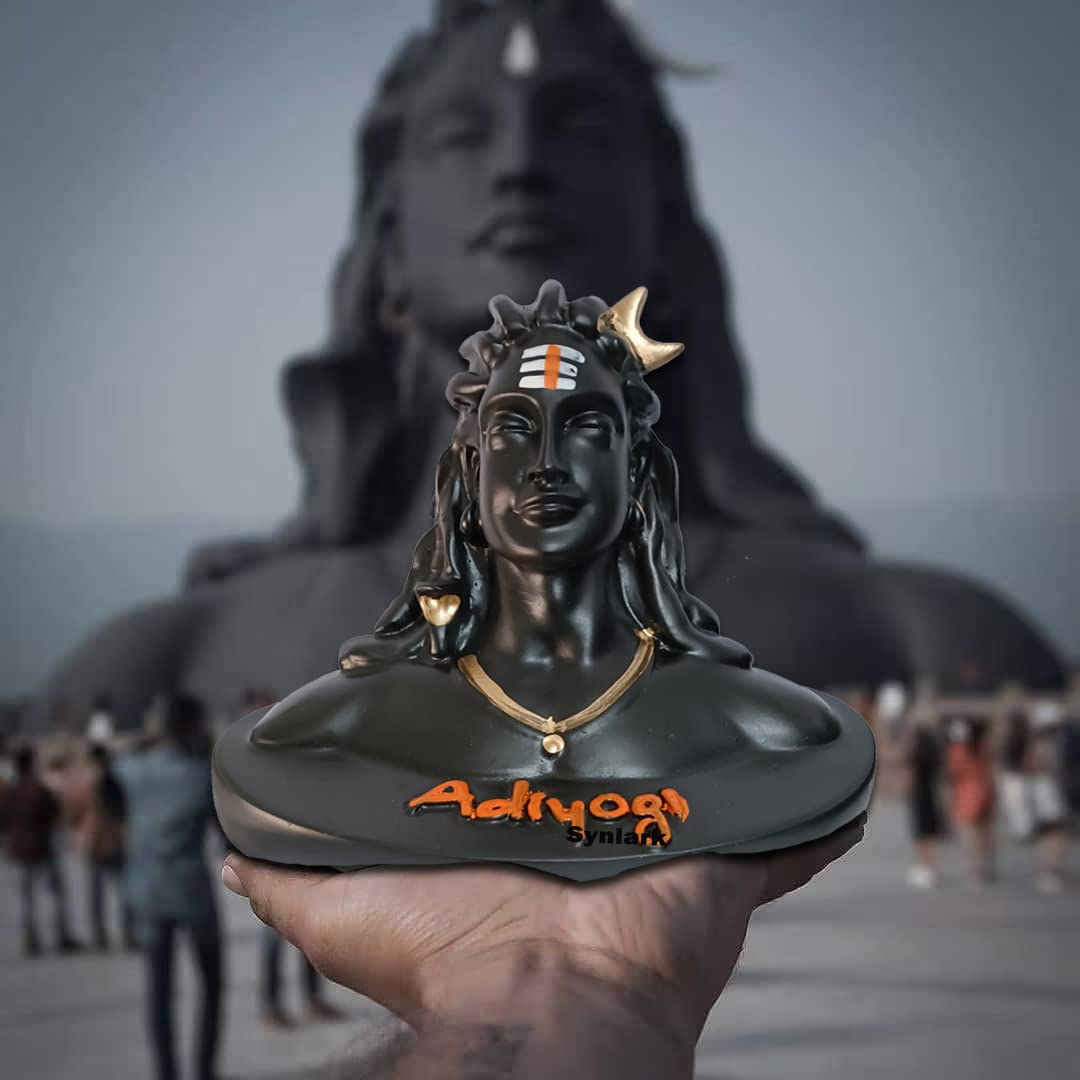 Synlark Adiyogi Statue for Car Accessories for Dash Board, Pooja & Gift,Decore Items for Home & Office, Made in India (13 Cm)