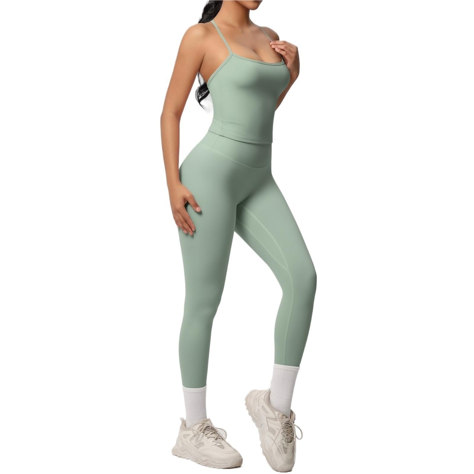 Halter Yoga Top Set Fitness Palestra Tuta Formazione Senza Maniche Sport Palestra Top Crossover Indietro Sport Biancheria Intima Controllo Dimagrante, rosa, S