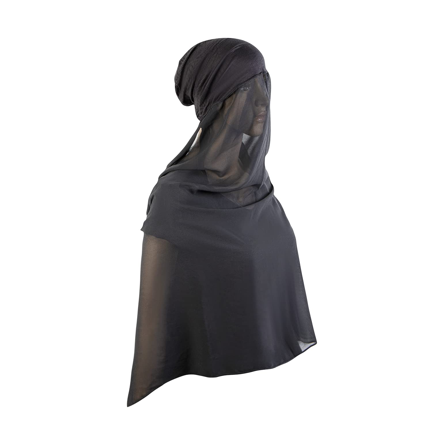 Yeieeo Instant Chiffon Hijab with Undercap Fashion Solid Color Chiffon Head Wraps Under Scarf Caps Muslim Fashion Bandage