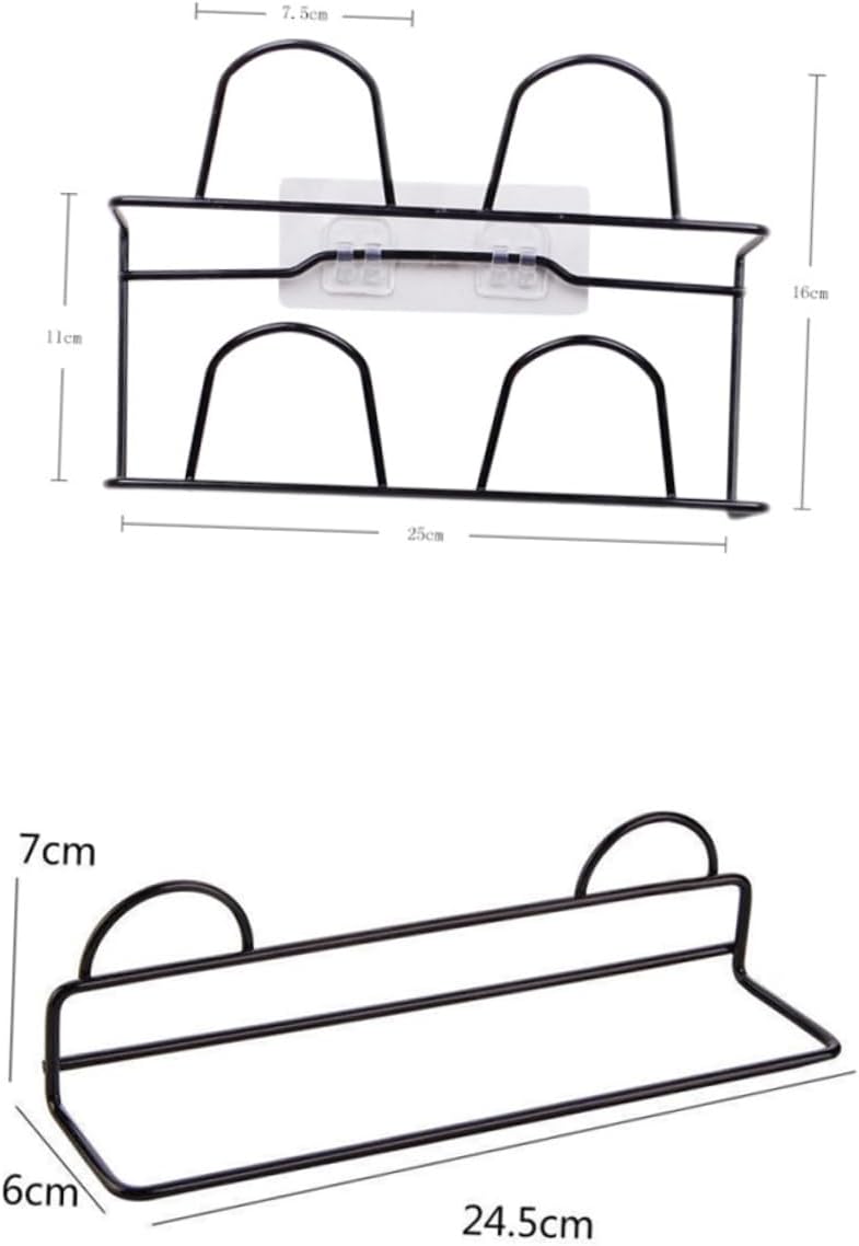 6pcs Wall-Mounted Shoes Rack Irony Design for Domestic Use Space-Saving Storage for Slippers and Footwear Black White