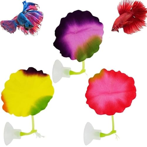Nwsrayu 3 pcs Set Betta Fish Bed Leaf Hammock for Betta Fish, Practical Resting Spot, Comfortable Rest Area for Fish Aquarium Decoration Ornaments (3 x Mix Color)