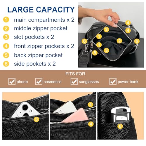 Sac à bandoulière hobo en cuir spacieux pour le bureau et les sorties - 3