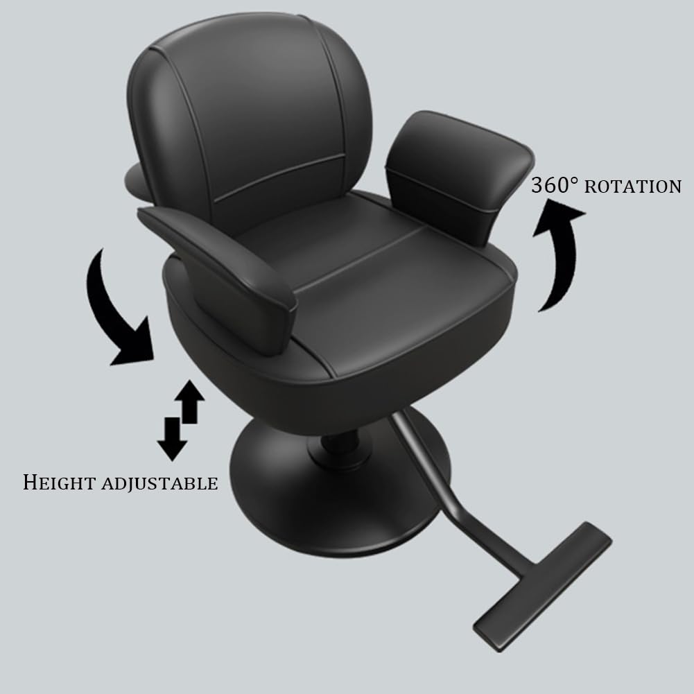 IBOWZ Silla de peluquería Silla de Peluquero con Bomba hidráulica, Silla de salón de Peluquero de Cuero PU con chasis de Pedal para barbería, Muebles de salón