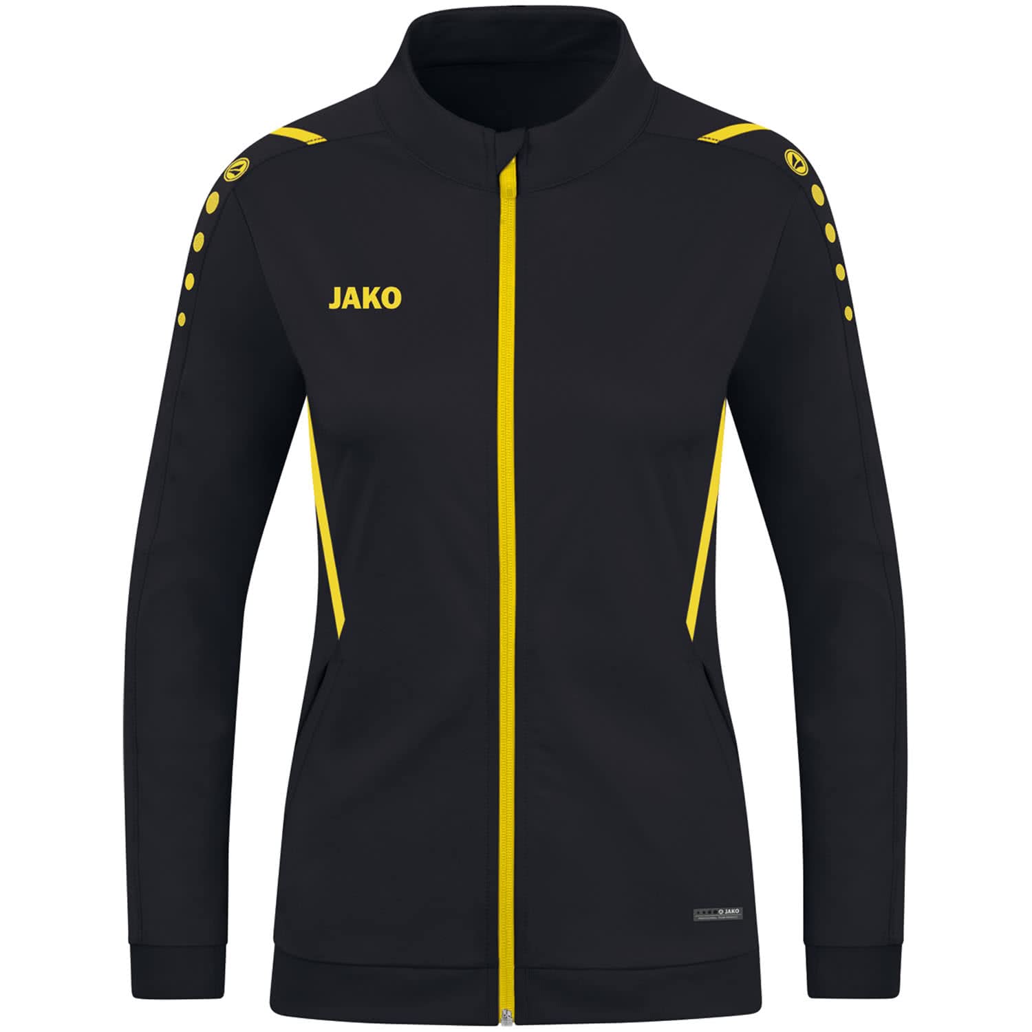 JAKO Damen Polyesterjacke Challenge, Schwarz/Citro, 42