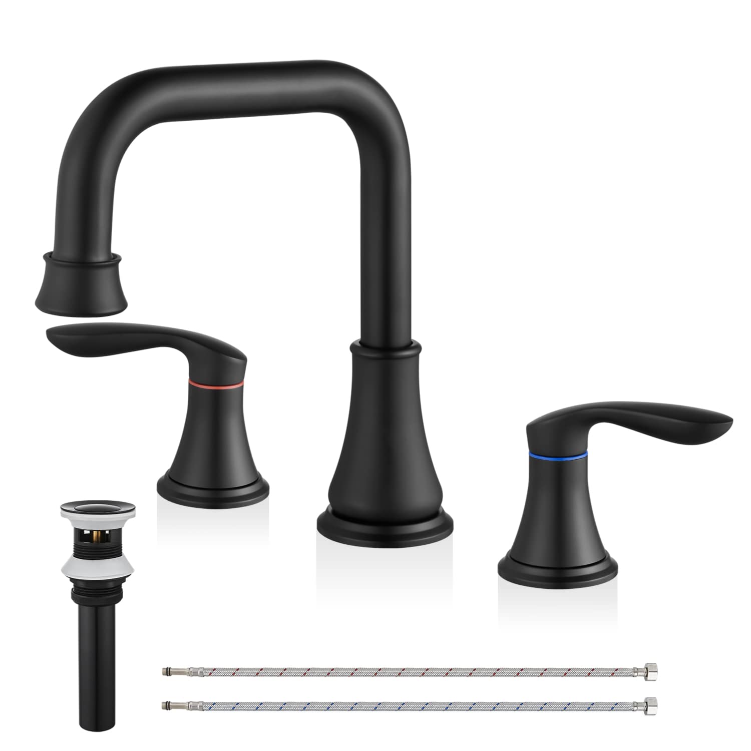 Buy Airuida Widespread Bathroom Sink Faucet Matte Black 3 Holes 2