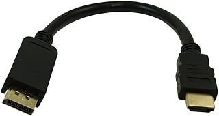 MyCableMart 8inch DisplayPort to HDMI Cable 28AWG Gold Plated 4Kx2K, Black