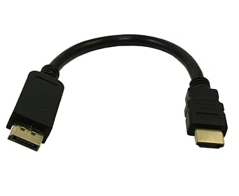 MyCableMart 8inch DisplayPort to HDMI Cable 28AWG Gold Plated 4Kx2K, Black