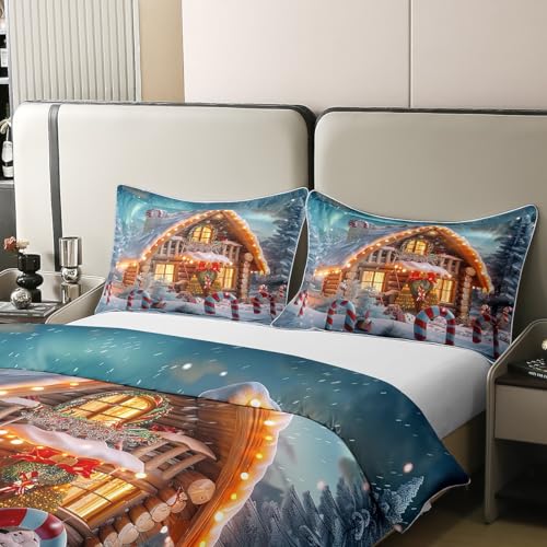 Flocons de neige chaud réversible noir linge de lit coton 240x260 - 5