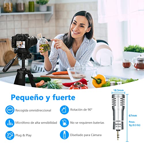 Boya BY-P4A - Micrófono de cámara Externa para cámara fotográfica, 3,5 mm, TRS Mini DSLR, con reducción de Ruido, para cámara réflex Digital Canon, Nikon, Sony, videocámara, Youtube, Vlogging - imagen 3