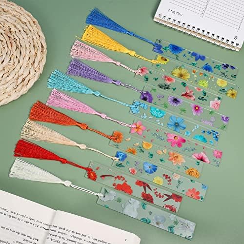 10 Pcs Bookmarks, Acrylic Bookmark, 14 cm Bookmark Tassels, Bookmarks for Books Cute Bookmarks with Tassel, Suitable for Readers, Students, Teachers, Books, Reading Graduation Gifts (10 Styles)