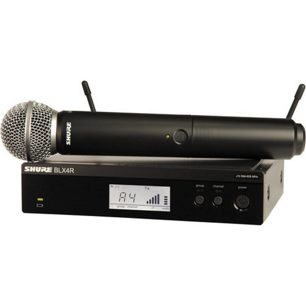 Shure BLX24R/SM58 UHF Wireless Microphone System - Perfect for Church, Karaoke, Vocals - 14-Hour Battery Life, 300 ft Range | SM58 Handheld Vocal Mic, Single Channel Rack Mount Receiver | H8 Band