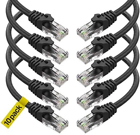 Cat6 Ethernet Cable, 6 Feet (10 Pack) LAN, utp Cat 6, RJ45, Network Cord, Patch, Internet Cable - 6 ft - Black