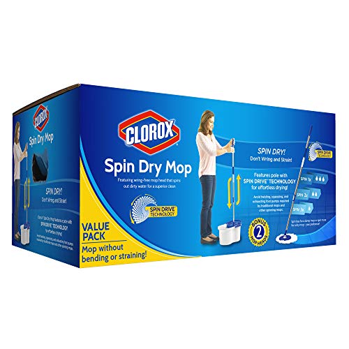 Clorox Microfiber Spin Dry Microfiber Mop and Bucket System, Blue/White