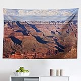 Lunarable Grand Canyon Tapestry, Famous Scenery Cliffs and Mother Nature Fluffy Clouds, Fabric Wall Hanging Decor for Bedroom Living Room Dorm, 45' X 30', Cocoa Burnt Sienna