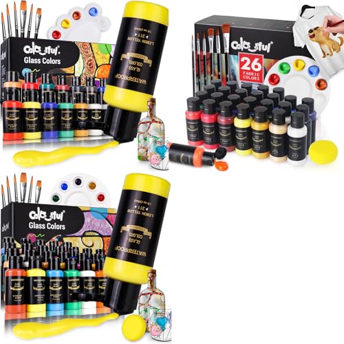 14 glass+ 26 fabric +26 glass paint set