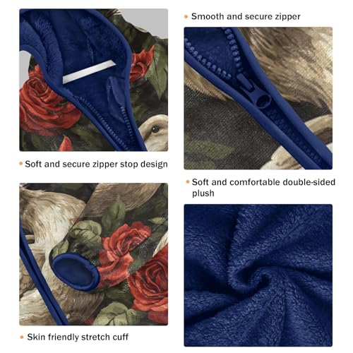 Duck Among Red Roses Toddler Fleece Jacket Girl Boys Hooded Fleece Jacket Coat Warm Outwear Zip-up 3-10T3