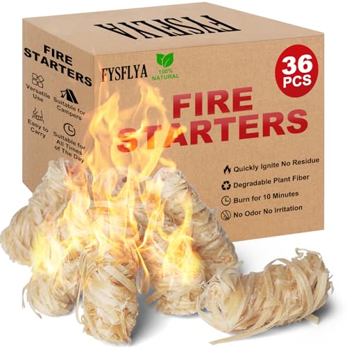FYSFLYA 36PCS Fire Starter-Natural Fire Starters for Campfires BBQ Fireplaces Barbecues Chimneys Fire Starters for Pizza Ovens Fireplaces Grills and Other Scenarios Charcoal Starters