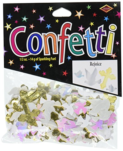 Beistle Rejoice Confetti Religious Party Decorations, Tableware, Vacation Bible School, 0.5 Ounces, Gold/Opalescent