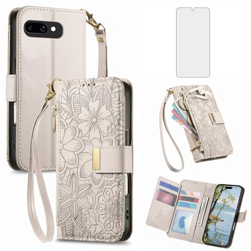 Housse Google Pixel 9A portefeuille antichoc avec vitre en verre trempé et rangement cartes
