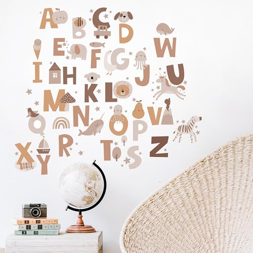 Alphabet Stickers Boho, ABC Wall Decals Kids, Nursery ABC Wall Décor miniatura 3