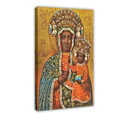 Toile Notre-Dame de Czestochowa cadre suspendu Vierge Marie noire impression haute définition