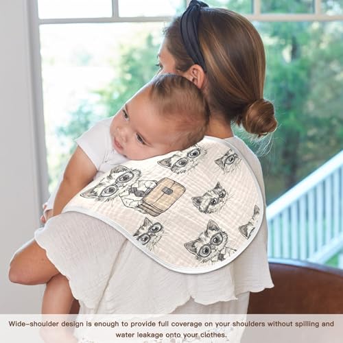 vvfelixl Cartoon Kitten with Glasses Burp Cloths for Baby Boy Girls Baby Washcloths Burp Rags 1 Pack4