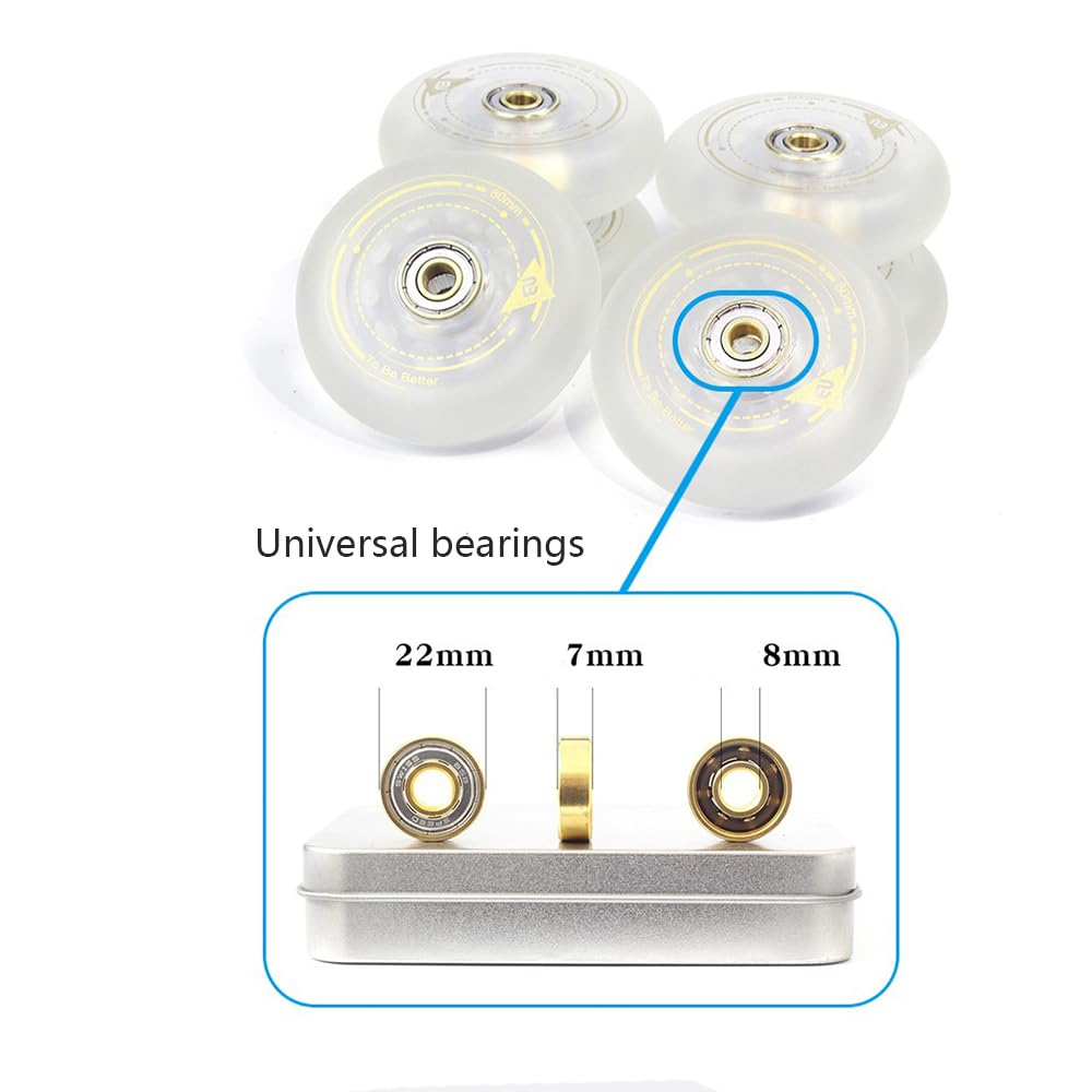 4er-Pack Inline-Skate-Rollen 90a, Outdoor-Rollen, Inline-ersatzrollen Mit Abec-9-kugellagern Und Distanzscheiben 80mm