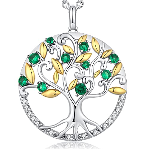 Collier Arbre De Vie Collier Arbre De Vie Femme Collier Miaofu Arbre De Vie, Pendentif Arbre De Vie Délicat Pour Dames Femmes Collier Arbre De Vie, Collier Arbre De Vie Vert Plaqué Or Blanc Cover