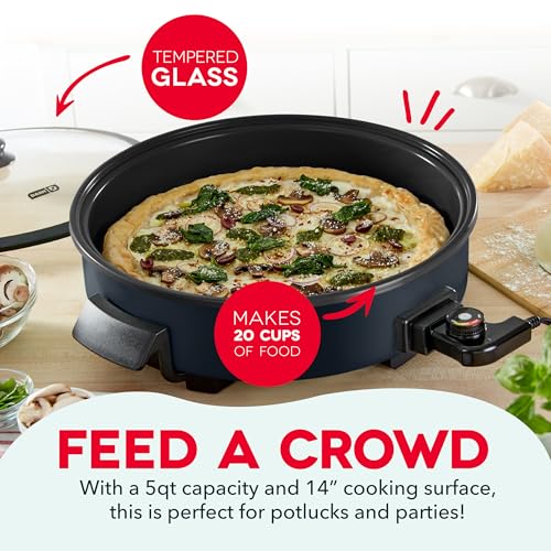Dash Family Size Skillet - Electric Skillet for Multi-Purpose Cooking - Nonstick Cooking Surface - Tempered Glass Lid & Cool-Touch Handles - 6-Quart Capacity, Makes 24 Cups - 14", Black by DASH - Image 3