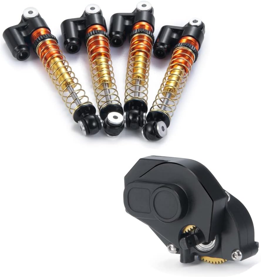 RCLions RC Shocks 43mm with Aluminum Assembled Transmission Case Gearbox for 1/24 Axial SCX24 Upgrade Parts Accessories