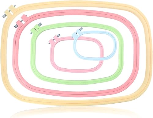 Caydo Juego de 5 aros de plástico ABS para bordar, 5 pulgadas, 6 pulgadas, 10 pulgadas, 12 pulgadas, 15 pulgadas (5 colores)