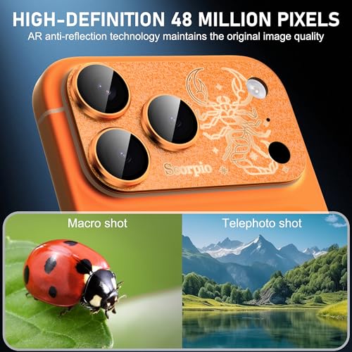 SIERDE Compatible for iPhone 17 Pro Max Camera Lens Protector, Libra Pattern, Drop Protection, Anti Scratch Full-Coverage, AR 360-Degree Protection, Camera Transmfttance HD, Easy Installation, Orange by SIERDE - Used condition - Image 2