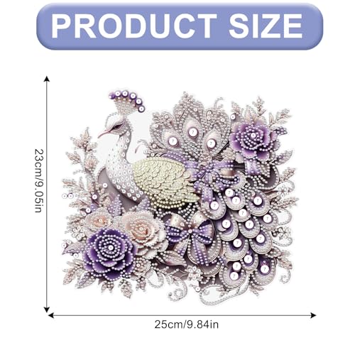 Image of Oversized Peacock Diamond Painting Hanging Ornament Kit for Adults | 5D Special Shape Diamond Art Hanging Kits for Adults, Acrylic Diamond Art Suncatcher Kits, Window Wall Home Decor