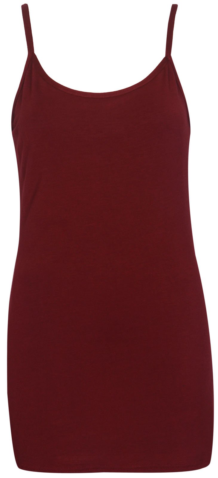 Purple Hanger Women's Burgundy Plain Sleeveless Stretch Round Scoop Neckline Camisole Long Strappy Vest Tank Top Plus Size (26-28, Numeric_26)