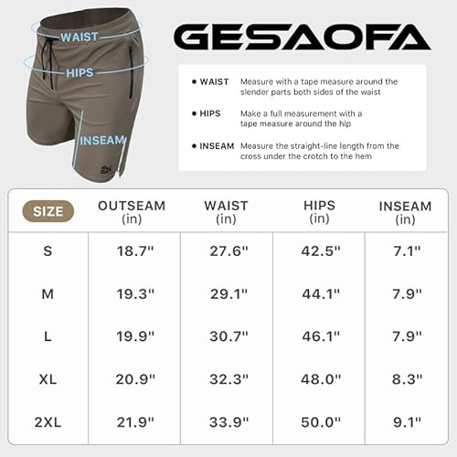 Gesaofa Mens Athletic Shorts 7 Inch, Lightweight Quick Dry Gym Workout Shorts For Men Running Shorts With Zipper Pockets Training Shorts Men Breathable Shorts For Men Hiking Shorts Men 7 Inch Inseam #TOP5